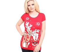 Miss Trendy Womens Ladies Christmas Glitter T Shirt Reindeer Santa Snowman Print Xmas Tops