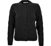Miss Trendy Womens Ladies Knitted Crew Neck Pocket Front Button Up Aran Cardigan Black 10-12