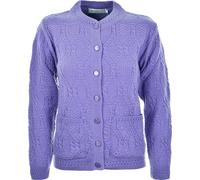 Miss Trendy Womens Ladies Knitted Crew Neck Pocket Front Button Up Aran Cardigan Lilac 22-24