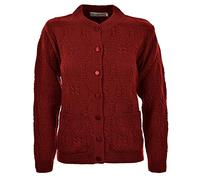 Miss Trendy Womens Ladies Knitted Crew Neck Pocket Front Button Up Aran Cardigan UK 10-24 (UK Size 14-16, RED-BW)