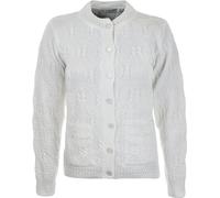 Miss Trendy Womens Ladies Knitted Crew Neck Pocket Front Button Up Aran Cardigan White 30-32
