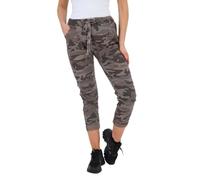 Miss Trendy Women's Magic Trousers - Italian Camouflage Print Yoga Pants Lagenlook Joggers with Elastic Waist & Drawstrings Casual Stretchy Active Wear Brown 14
