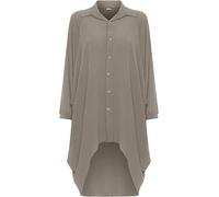 Miss Trendy Women's Plus Size Batwing Shirt Dress Long Sleeve Dip Hem Hi-Lo Button Collar Knee Length Dress for Casual and Evening Wear - Mocha - 16-18