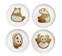 MISS TUTU 4pcs Ceramics Panda Relief Seasoning Dishes Sushi Dipping Bowl Appetizer Plate - 3.5 inches