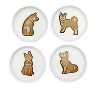 MISS TUTU 4pcs Ceramics Shiba Dog Relief Seasoning Dishes Sushi Dipping Bowl Appetizer Plate - 3.5 inches
