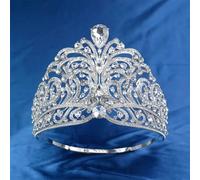 Miss Universe Full Circle Large Adjustable Crown Bridal Wedding Party Crowns White
