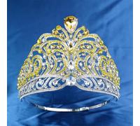 Miss Universe Full Circle Large Adjustable Crown Bridal Wedding Party Crowns Yellow