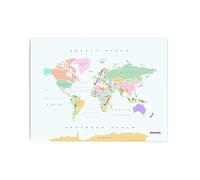 Miss Wood Retro L World Map, Cork, multi-coloured, 60 x 45 x 0.4 cm