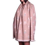 Miss Wow Women Cashmere Blanket Scarf Pretty Cat Pattern Reversible Scarf Women Pashmina Shawl, Winter Scarfs, Large Wrap, Warm Scarf, Animal Print Ladies Scarves Long Wraps (Beige)