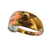Miss you bear Printed elastic sports headband stretchy sports headband suitable for sports travel and indoor fitness