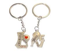 “Miss You” Couple Keychains - Anniversary/Birthday Gift for Him and Her, 8 cm Silver Keyring Pair Couples Keyring