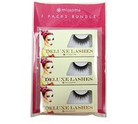 Missamé DIVA Deluxe Beauty False Eyelashes Set Handmade with Premium Synthetic Fibers, Black, 3 Pairs