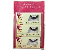 Missamé FLIRT Deluxe Party False Eyelashes Set, Handmade Lashes with Premium Synthetic Fibers, Black, 3 Pairs of Strip Lash