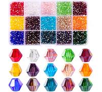 MissAudrey 1800pcs 4mm Bicone Crystal Glass Beads for Jewelry Making Bracelets Necklaces Earrings, Assorted 15 Colors AB Faceted Spacer Beads with Container Box