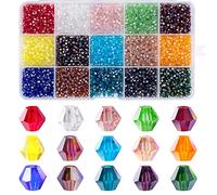 MissAudrey 3750pcs 3mm Bicone Crystal Beads for Jewelry Making Wholesale Faceted Bicone Glass Beads for DIY Bracelets Necklaces Earrings Suncatcher Craft Beading with Container Box (AB Colors)