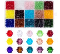 MissAudrey 3750pcs Bicone Glass Beads 3mm Bicone Crystal Beads for Jewelry Making Faceted Crystal Glass Bead 15 Colors for DIY Beading Projects Bracelets Necklaces Earrings Suncatcher Crafts