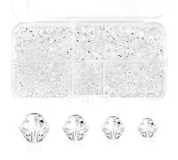 MissAudrey Bicone Crystal Beads for Jewelry Making, Lot 850pcs 3mm 4mm 6mm 8mm Clear White Faceted Bicone Shaped Glass Beads for DIY Craft Bracelets Necklaces Earrings Suncatcher Beading