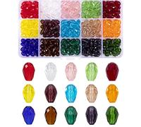 MissAudrey Teardrop Glass Crystal Beads for Jewelry Making 300pcs 8 x 12mm Faceted Vertical Hole Waterdrop Shape Loose Spacer Beads Assortment for DIY Bracelet Necklace Jewellery Making