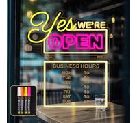 MissAudrey Yes! We Are Open Neon Signs for Business with Cycle Timer, 16.5"*19.4" LED Open Neon Sign for Wall Decor, USB Power with Business Hours Lights Up Sign for Bar Coffee Shop Restaurant Club