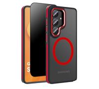 Misscase Case for Samsung Galaxy S26,[Compatible with MagSafe],with Privacy Screen Protector, [Military Grade Drop Shockproof],Lens Protection,6.3" Translucent Phone Cover with Bumper, Red