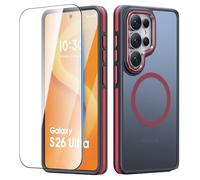Misscase Case for Samsung Galaxy S26 Ultra,[Compatible with MagSafe],with Screen Protector, [Military Grade Drop Shockproof],Lens Protection,6.9" Translucent Phone Cover with Bumper, Red