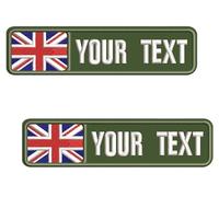misscase Custom Name Patches Embroidered, 2PCS Embroidery British Flag Name Patch, Iron on/Hook & Loop Name Patch for Multiple Clothing Vest Jackets Work Shirts Backpacks (6x1.5inch)