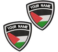 misscase Personalized Palestine Embroidery Patches, Palestine Flag Patch, Tactical Morale Palestinian Flag Loop and Hook Design Military Uniform Emblem Patches, Pack of 2 (Shield)