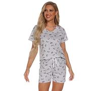 Misscoo Women Pajamas Set Shorts Pyjama Set Cotton Soft Nightwear Shorts Pants for Women Ladies Spring Summer Pajamas Set Sleepwear