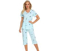 Misscoo Women Pajamas Set Sleeveless Loungewear Capri Pants for Women Ladies Girls Students Cotton Spring Summer Pajamas Set Sleepwear Nighty