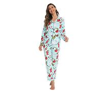 Misscoo Women's Warm Pajamas Set Cotton Button Down Long Sleeve Pjs Sets for Ladies Warm Soft Sleepwear Loungewear Set for Fall Winter Spring Ladies Girls Women Pjs Blue