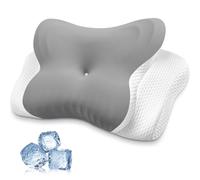 MISSCOZY Ergonomic Pillow for Side Sleeper-Cervical Pillow for Neck Pain Relief,Anti Snore Sleep Apnea,Memory Foam Neck Support Side/Back/Stomach Sleepers,Washable Cover No.HK30001(Grey,Standard)