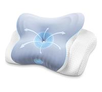 MISSCOZY Ergonomic Pillow for Side Sleeper-Cervical Pillow for Neck Pain Relief, Anti Snore Sleep Apnea,Butterfly Memory Foam Neck Support Side/Back/Stomach Sleepers,Washable Cover No.HK30001(Blue)