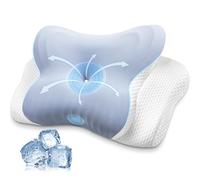 MISSCOZY Ergonomic Pillow for Side Sleeper-Cervical Pillow for Neck Pain Relief, Anti Snore Sleep Apnea,Neck Support Side/Back/Stomach Sleepers,Washable Cover No.HK30001(Blue)