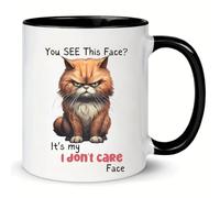 MissDaisy-11oz Cute Coffe Kitten Grumpy Face Cat Ceramic Mug, Creative Coffee Mug With Gift Box, Great Gift For Mom, Friends