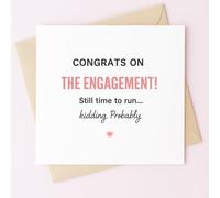 MissDaisy-Funny Engagement Card "Still Time to Run Kidding Probably" - Humorous Congratulations Card for Couples | Premium 300gsm Cardstock 5.7x5.7 Inch Square | With Envelope | Perfect for Engaged