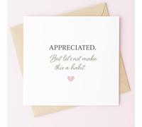 MissDaisy-Funny Thank You Card "Appreciated But Let's Not Make This a Habit" - Sarcastic Humor Greeting Card | Premium 300gsm Cardstock 5.7x5.7 Inch Square | With Envelope | Perfect for Friends Family