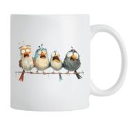 MissDaisy Quirky Bird Mug - 11oz Funny Coffee Cup with Hilarious Cartoon Birds - Unique Gift for Bird Lovers, Animal Enthusiasts, Office Humor, Cute & Whimsical Design, Fun Morning Mug