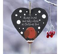 Missed At Christmas Robin Themed Heart Shaped Sentimental Remembrance Grave Marker Plaque