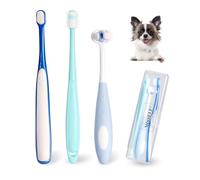 MISSELF Ultra Soft Nano Dog Toothbrush Kit for Small Breed, Silicone 360 Pet Tooth Brushes for Dogs Cat,Canine Dental Care Set of 3 Different Shapes