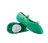 missfiona Women Canvas Ballet Slippers Dance Shoes Adult Practice Yoga Flat Belly Shoes, Green, 4.5 UK