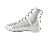 missfiona Women's Split Sole Jazz Boots PU Leather Dance Shoes for Ballet Jazz Modern Flexible Sole(5 UK, Silver)