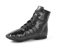 missfiona Women's Split Sole Jazz Boots PU Leather Dance Shoes for Ballet Jazz Modern Flexible Sole(6.5 UK, Black PU)