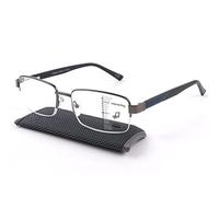 Missfive Men Premium Multifocus Reading Glasses Blue Light Blocking, Progressive Metal Frame With No Broken Spring Hinge(Workspace For Near Range 1.50x)