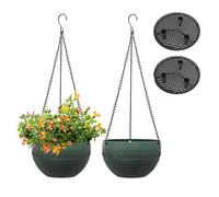 MissFox Pack of 2 Outdoor Hanging Baskets, Self-Watering Hanging Flower Pots with Water Reservoir & Drainage Hole Honeycomb Hanging Basket with Rustproof Chains…