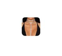 Missgrace 2Tier Sexy Multilayered Y Long Rhinestones Choker Necklaces Layer Crystal Full Rhinestone Choker Necklace Statement Nightclub Bar Party Necklace Luxury Jewelry for Women (Silver)