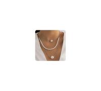 Missgrace 3 Tier Boho Dainty Layered Gold Silver Choker Necklace Pearls Pendant Necklace Multilayer Bar Disc Necklace Adjustable Layering Choker Necklaces for Women (Silver)