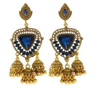 Missgrace Bohemian Indian Red Blue Green Rhinestone Dangle Teardrop Tassel Long Earrings for Women Vintage Retro Chandelier Earrings Beaded Champagne Crystal Jhumka Jhumki Tassel Studs Traditional