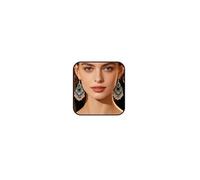 Missgrace Boho Indian Silver Green Red Dainty Dangle Circle Beads Rhinestone Earrings for Women Vintage Retro Chandelier Earrings Beaded Jhumka Jhumki Tassel Studs Traditional Gold Plated Earrings for