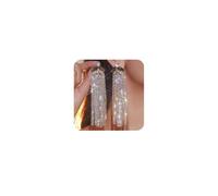 Missgrace Bridal Wedding Silver Rhinestone Earrings Dangling Sparkly Dangle Gold-Plated Earrings Chandelier Earrings Tassel Large Studs Crystal Statement Earrings for Women Bride, One size, Metal, No