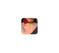Missgrace Punk Vintage Black Velvet Shiny Flower Red Choker Necklace for Women Long Multilayer Necklace Black Necklace Jewelry for Women (Wine Red)